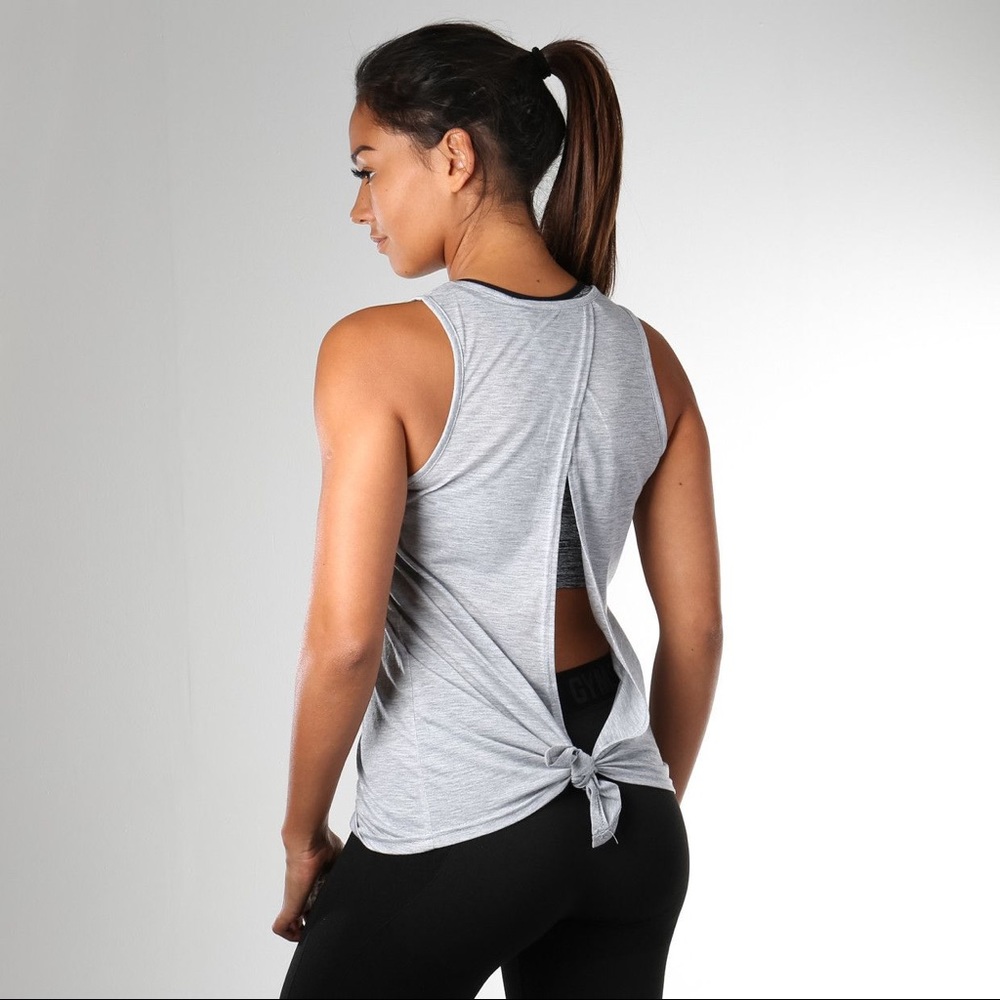 GYMSHARK Free Style tie-back vest, grey